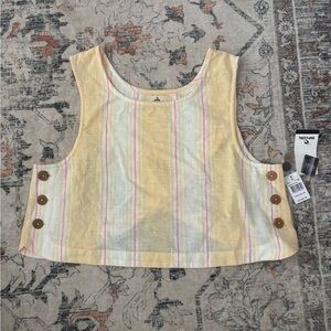 Striped Sleeveless Button-Detail Top